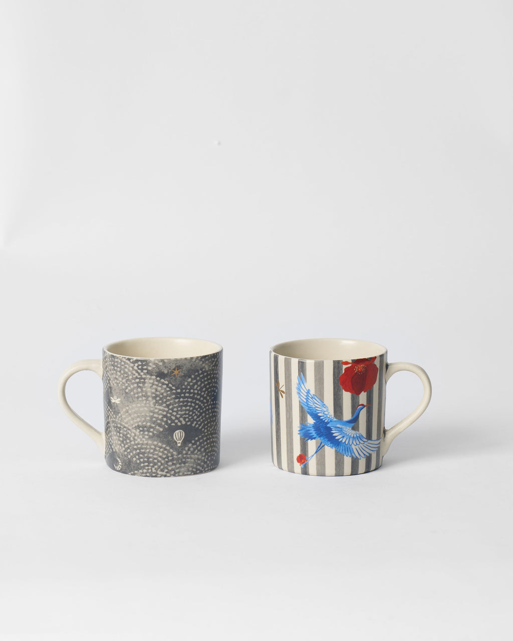 Striped Crane Straight Mug - Set of 2