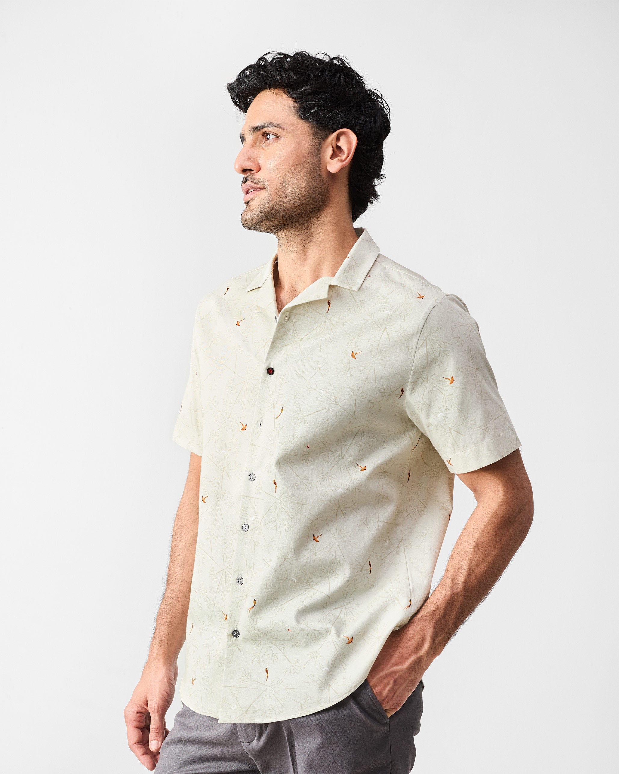 Mistari Shirt - Beige Print
