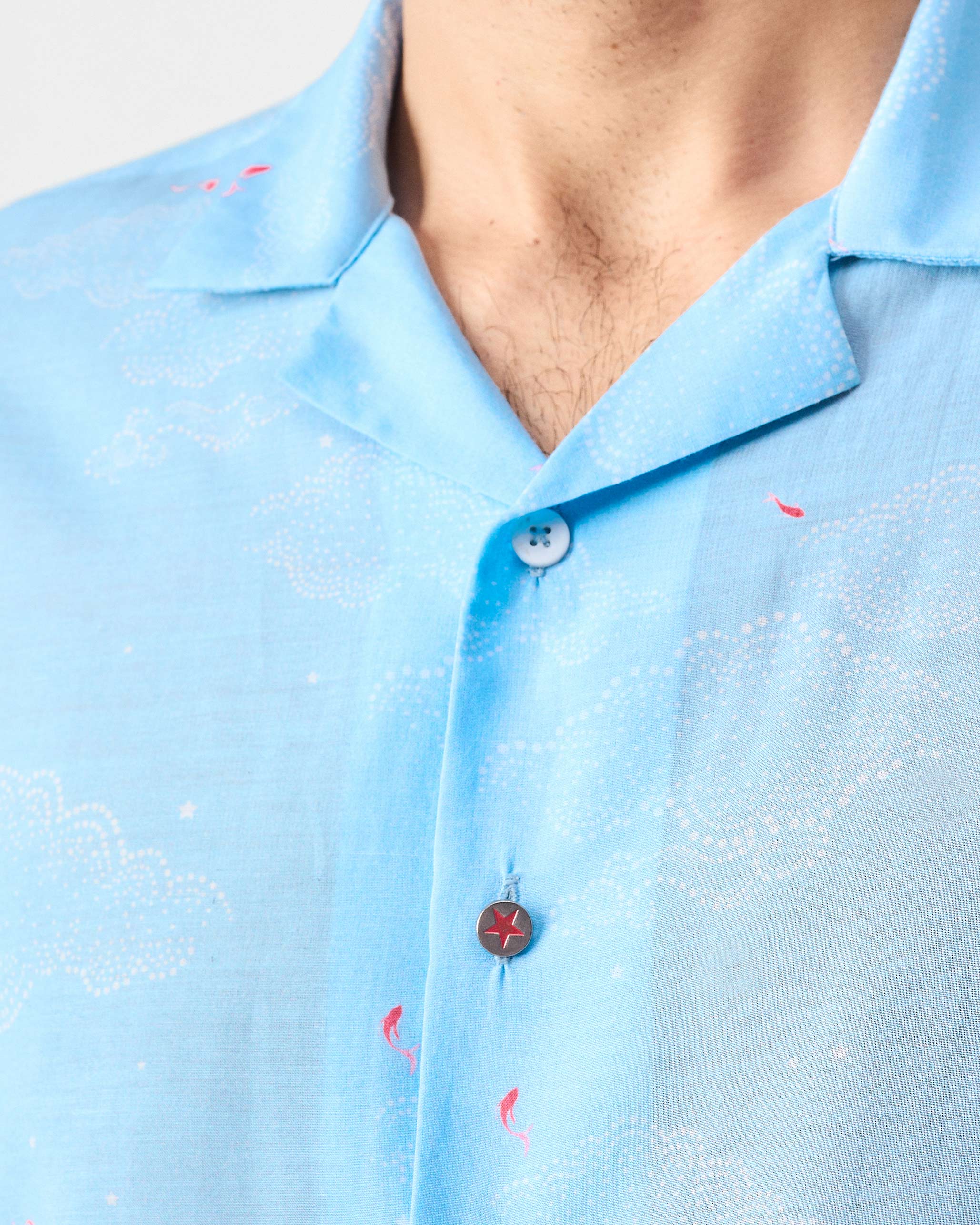 Mistari Shirt - Light Blue & White Print