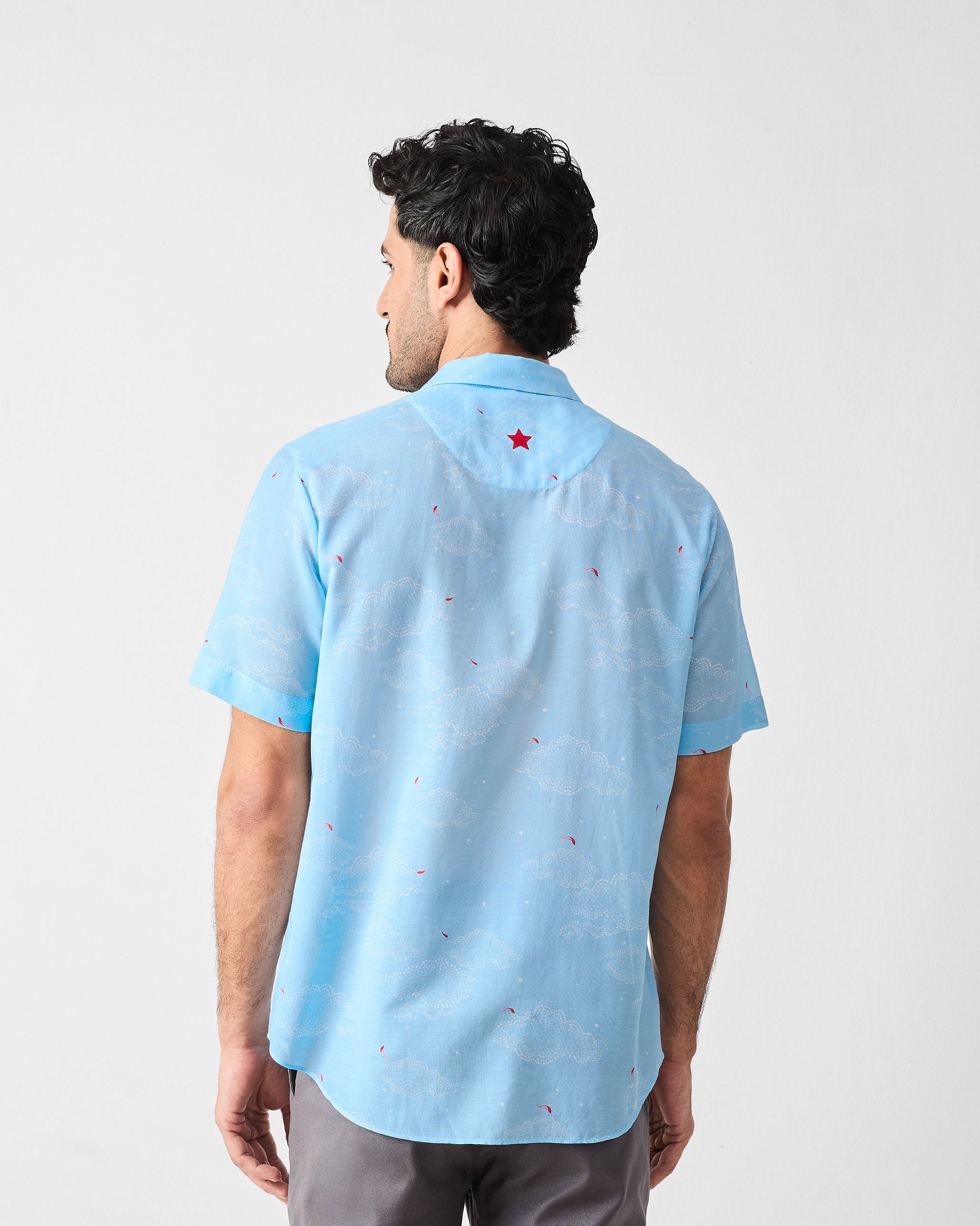 Mistari Shirt - Light Blue & White Print