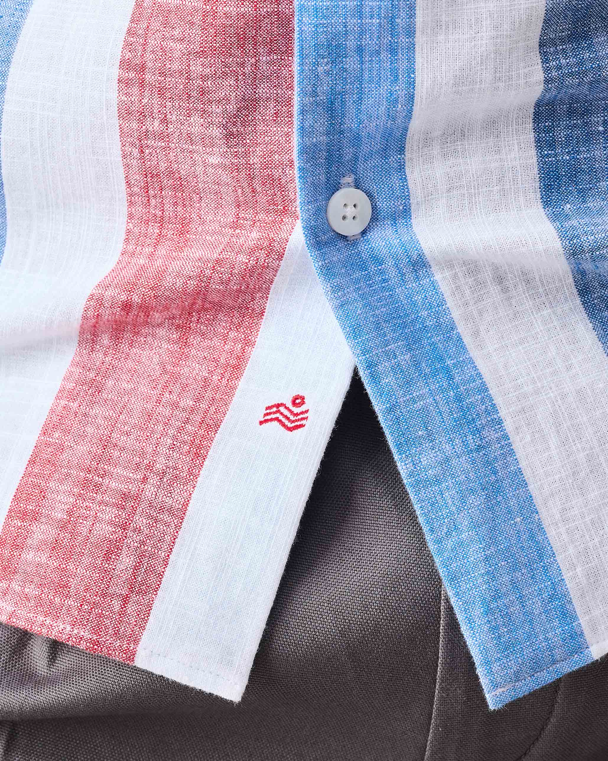 Half Sleeves Shirt - Blue & Red Stripes