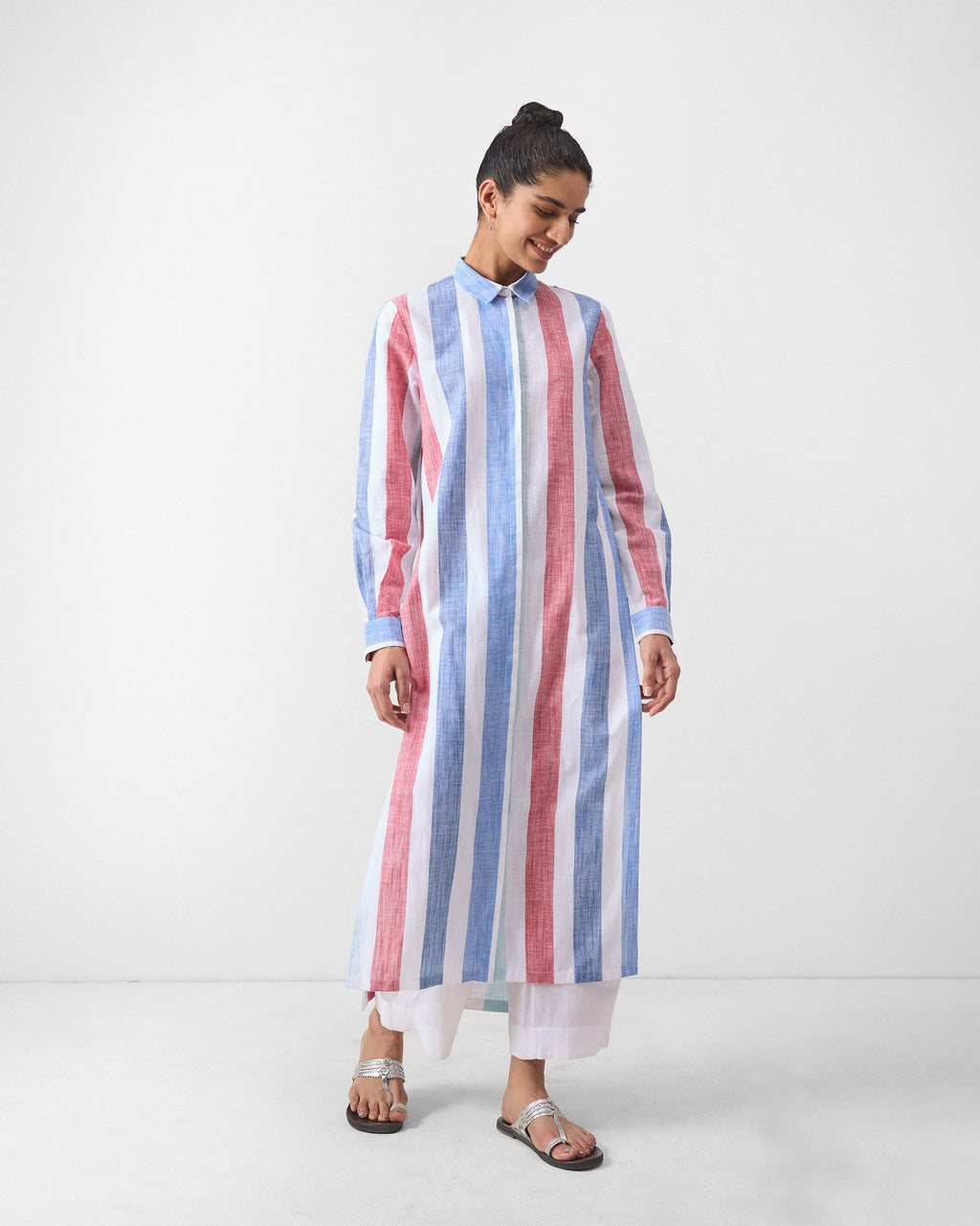 Many Moons Kurta - Blue & Red Stripes