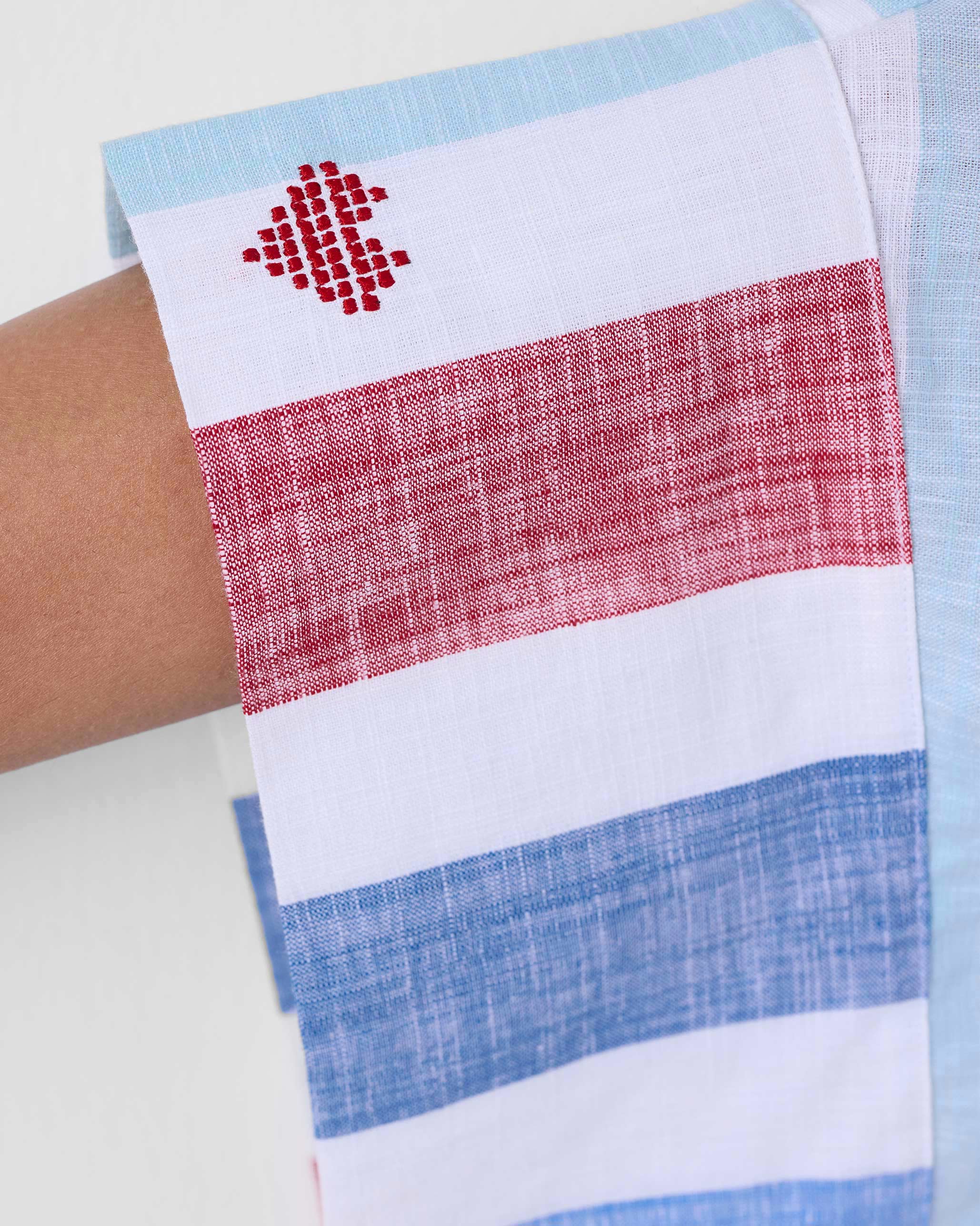 Shiro Boxy Shirt - Blue & Red Stripes