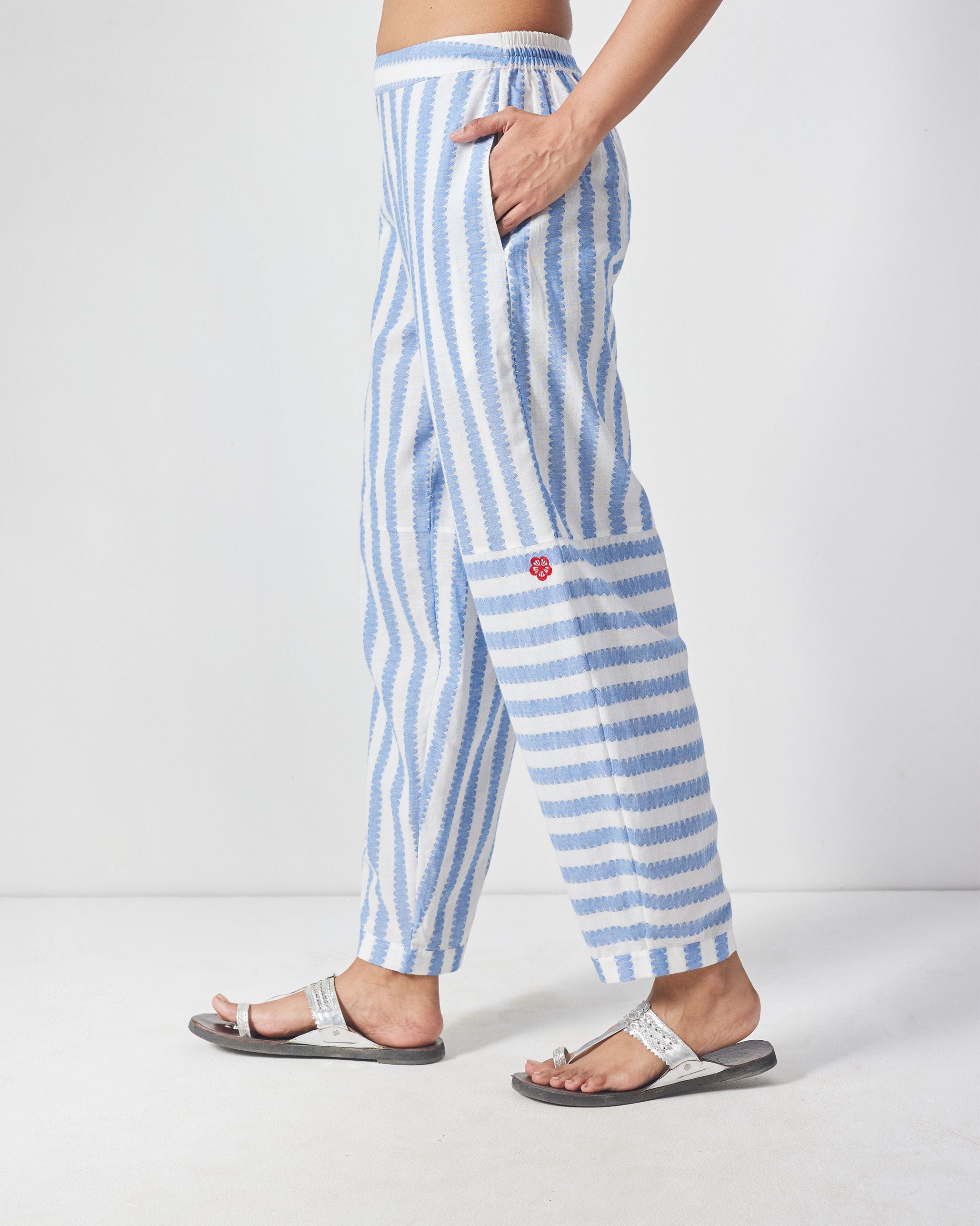 Akira Pants - Blue & White Stripes