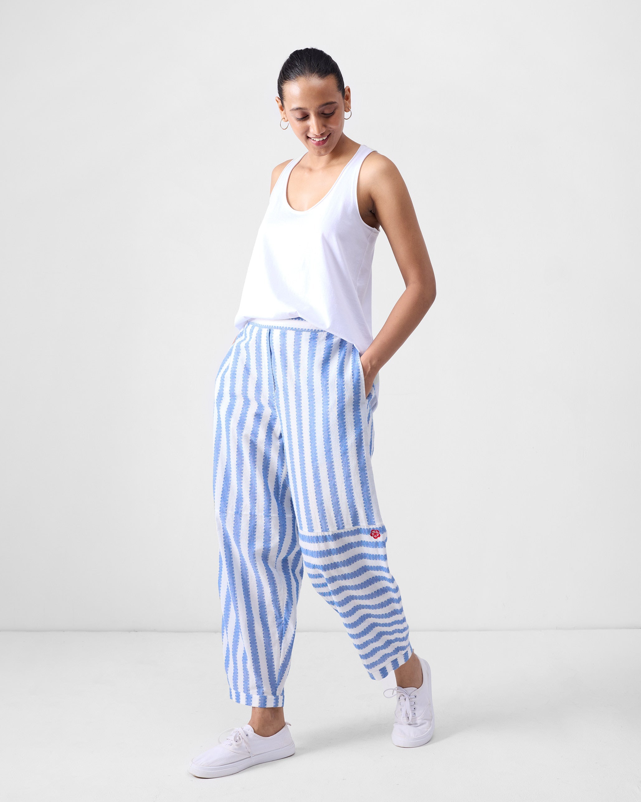 Akira Pants - Blue & White Stripes